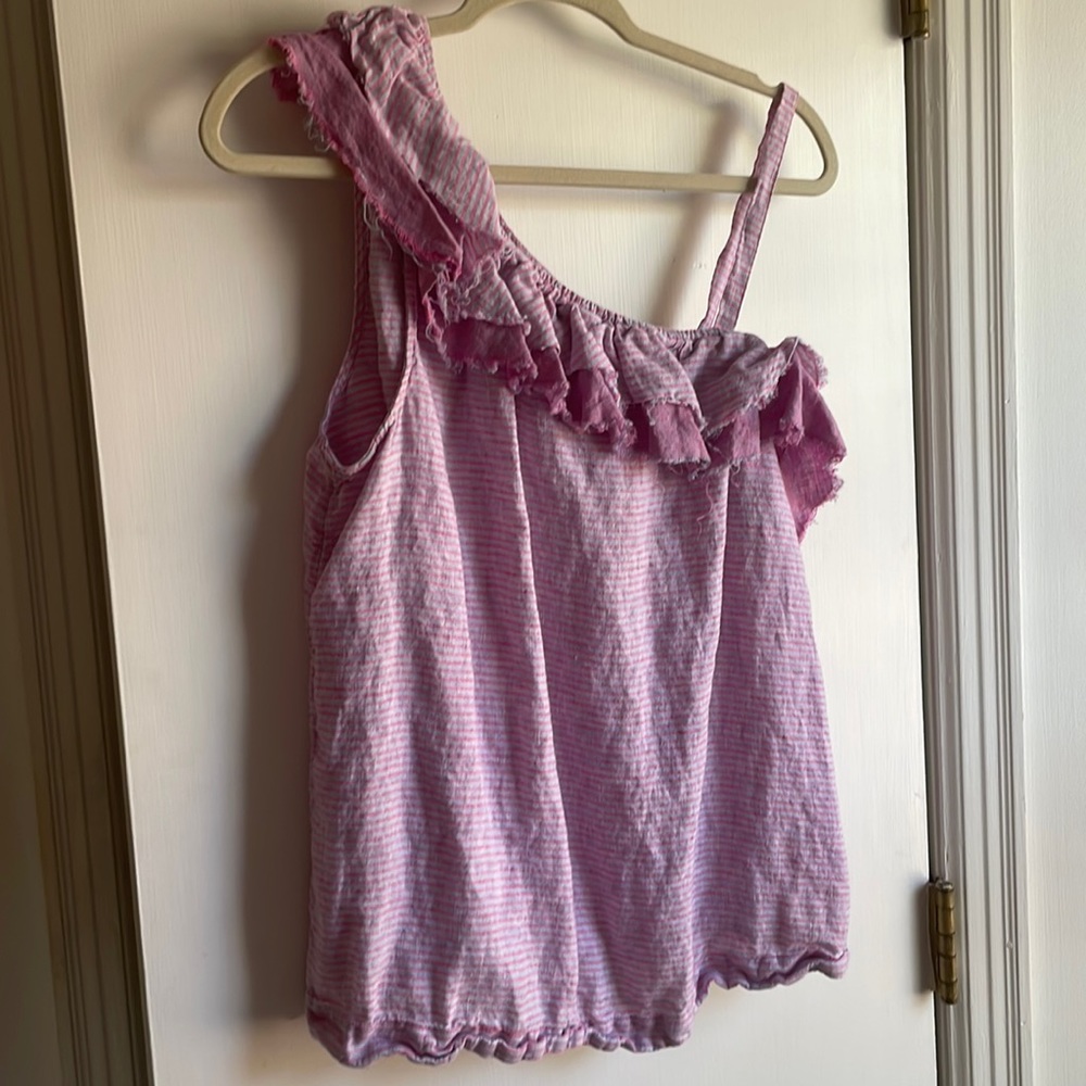 Anthropologie One Shoulder Ruffle Tank